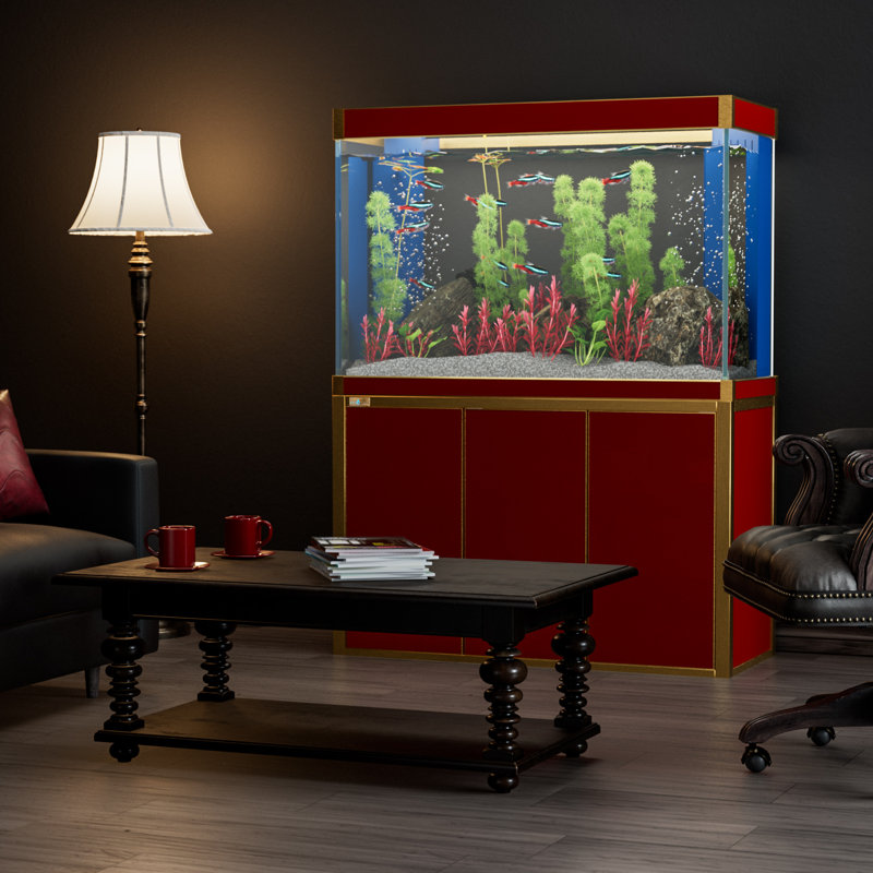 Réservoir d'aquarium 50 gallons, Rouge / or, 135 gallons (H 51 po x l 14 po x P 24 po)