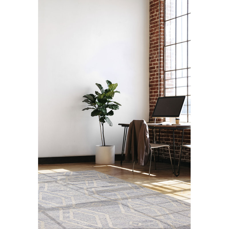 Tapis unique en denim bleu kilim 4 pi 11 po x 7 pi 10 po Ankara