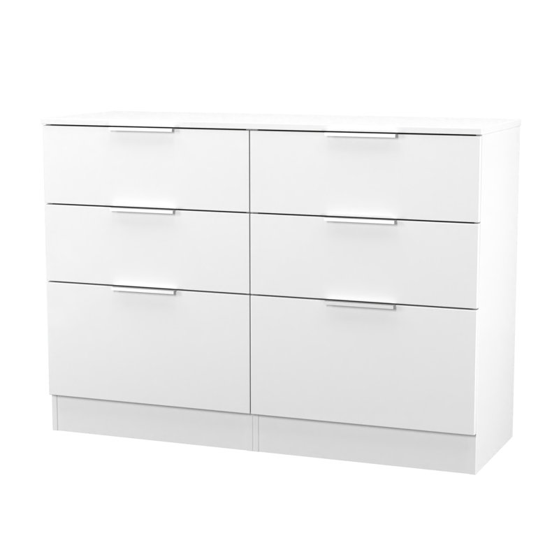 Fully Assembled Aftin 6 Drawer 112Cm W Double Dresser, White