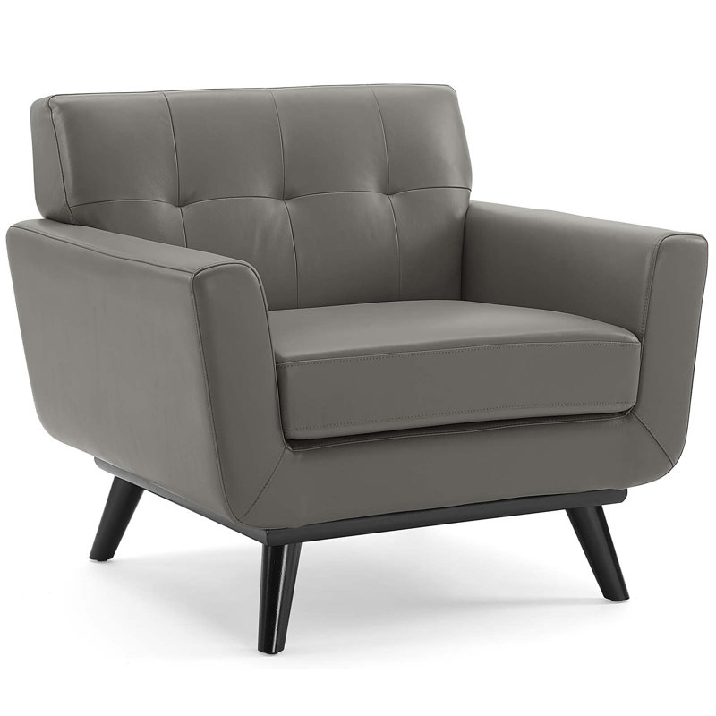 Fauteuil de salon Carson Carrington, Cuir véritable gris, Noir