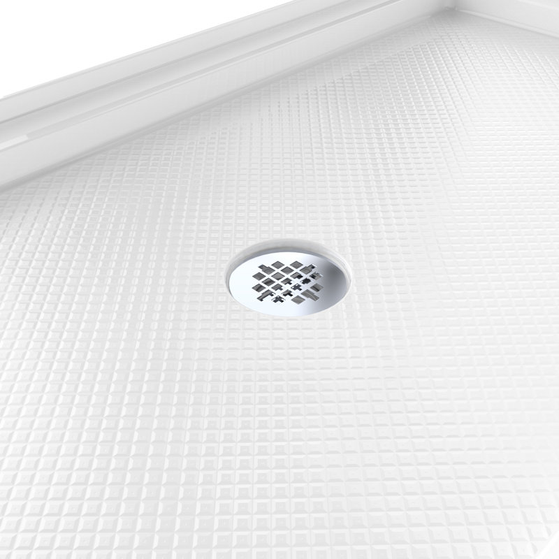 DreamLine SlimLine P 36 po x l 48 po x H 2 3/4 po Base de douche Alcove, Chrome/blanc