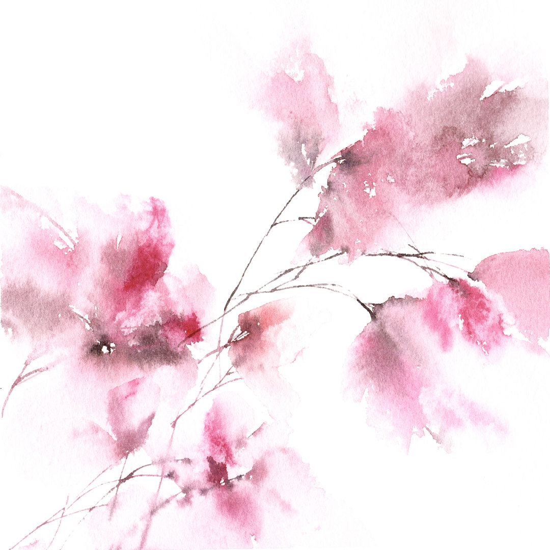 Oydis Painted Sakura Flowers von Olga Grigorevykh - Leinwandgemälde