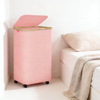Large Rolling Laundry Hamper With Removable Mesh Bag And Lid, Collapsible Dirty Clothes Basket On Wheels For Easy Transport And Storage