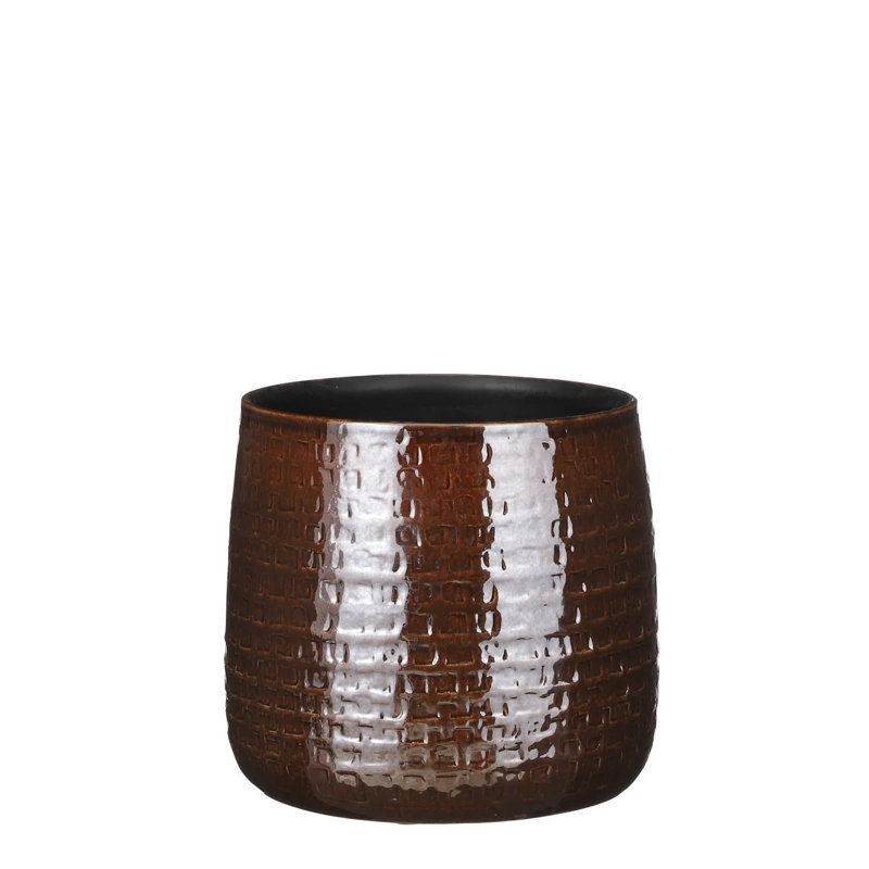 Kristine Ceramic Pot Planter, 23cm H x 28cm W x 28cm D, Brown