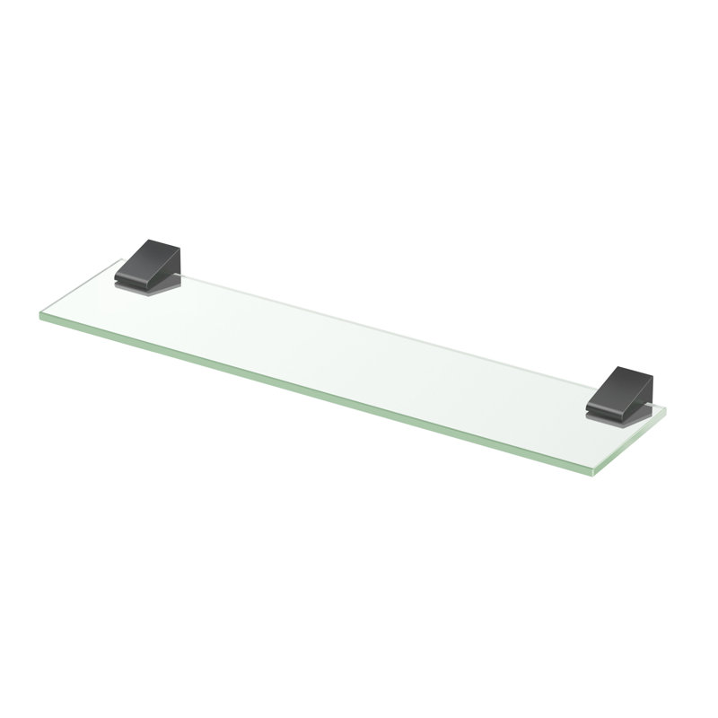 A-Line Glass Shelf | Wall Mounted 20"W Tempered Glass Shelf, Satin Nickel