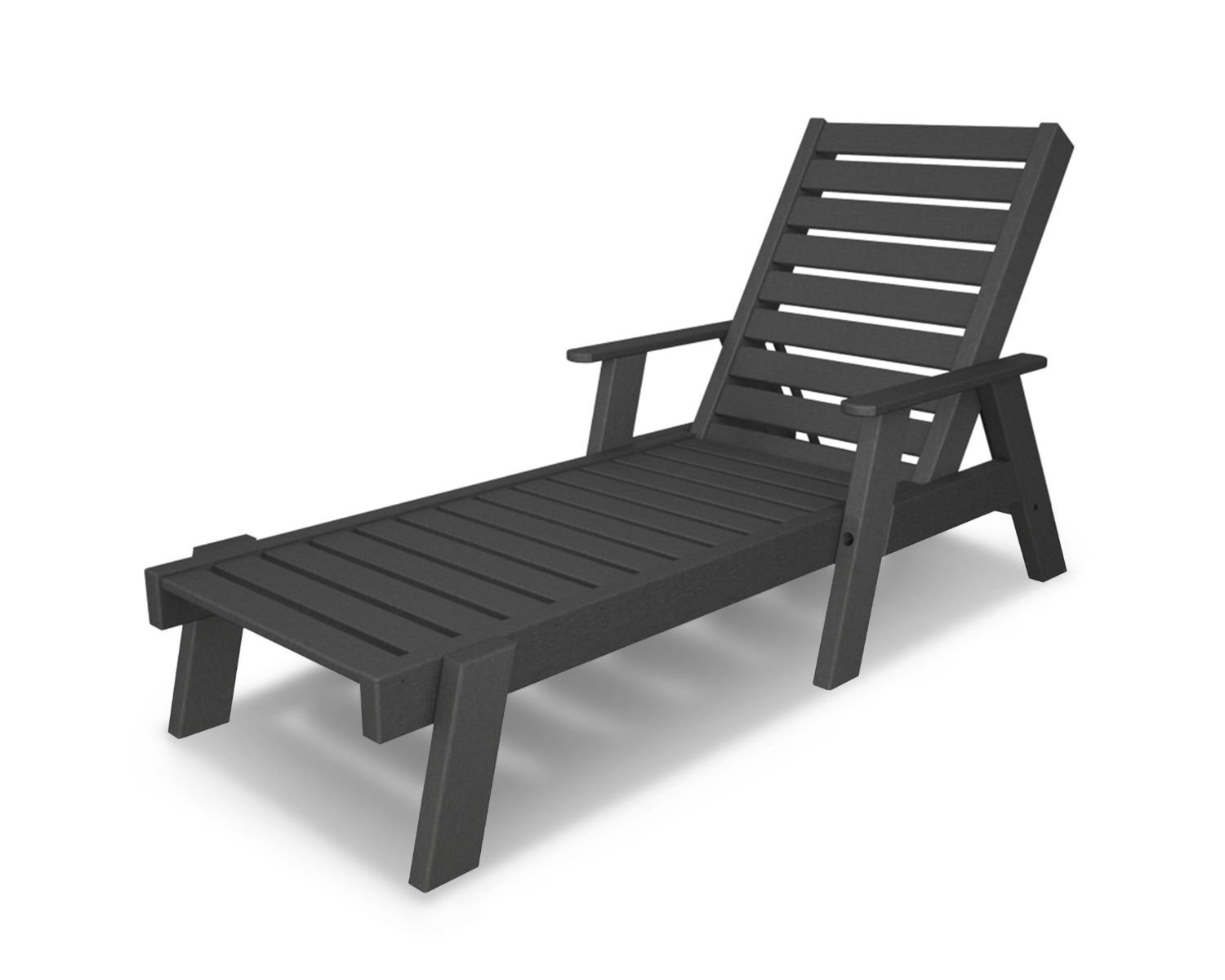 POLYWOOD® Captain 28" Patio Chaise Lounge, Slate Gray