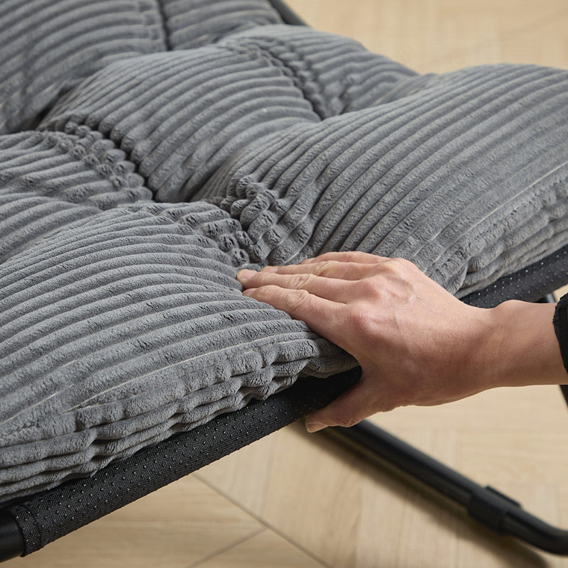 Chaise longue d'extérieur avec repose-pieds et coussin, Gris foncé, Noir