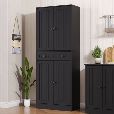 Kitchen Pantry Storage Cabinet, 71" H Farmhouse Pantry Cabinet With 4 Doors & Drawer, Freestanding Cupboard With Adjustable Shelves, Rustic  Cupboard For Kitchen, Dining Room