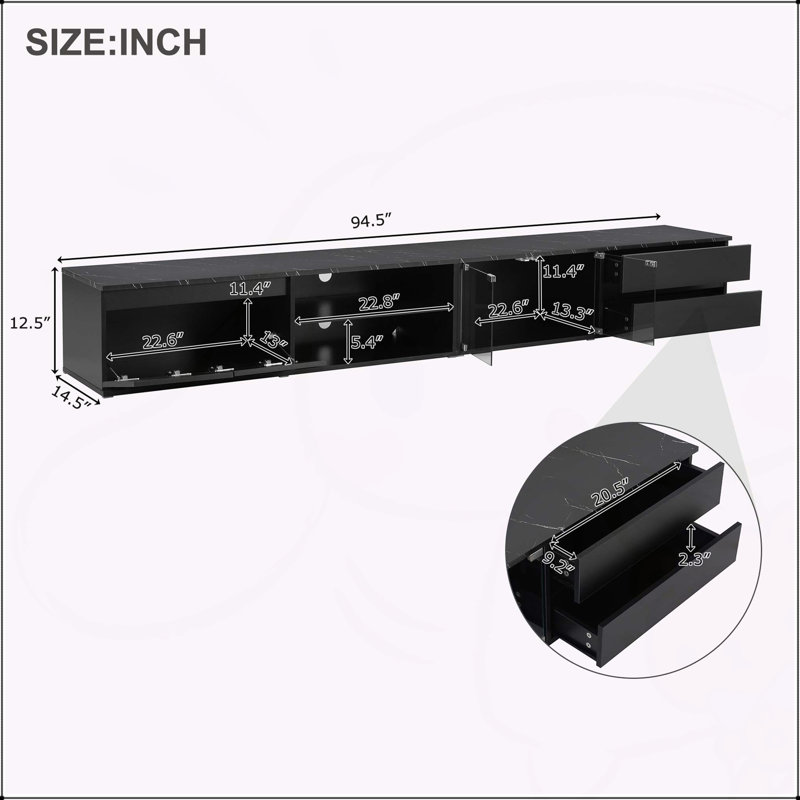 APP Controlled LED TV Stand for TVs Up to 105'', Black