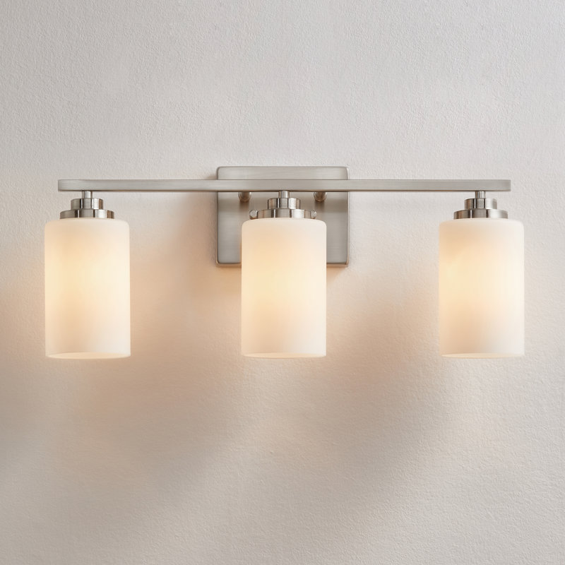 Vanity Light With Frosted White Glass, 3, Brushed Nickel