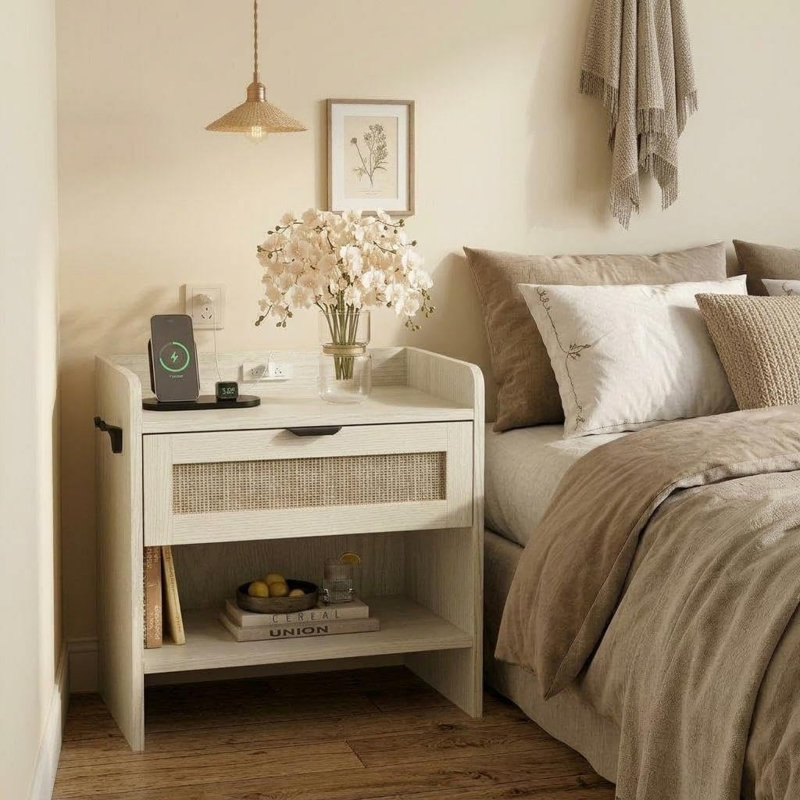 59.9cm W Bedside Table, White