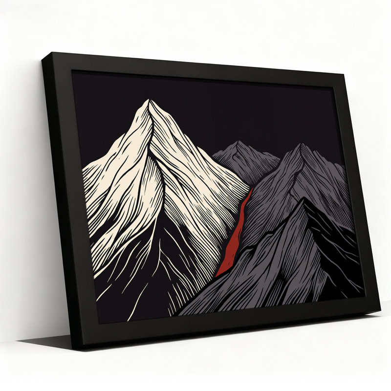 Art mural sur toile noir et blanc, 12"H x 18"W