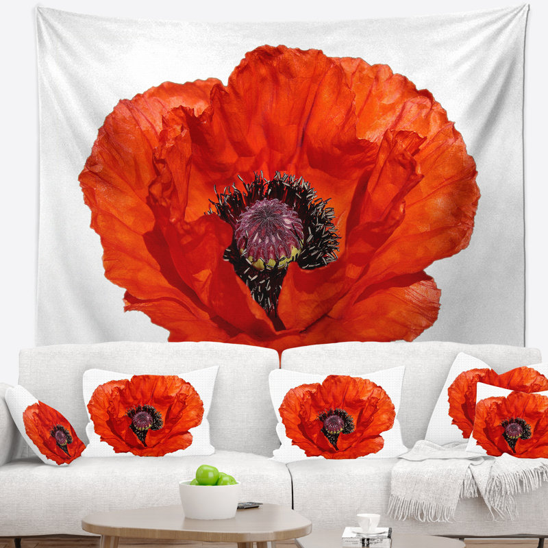 Tapisserie rouge «Poppy Blossom», H 50 po x l 60 po