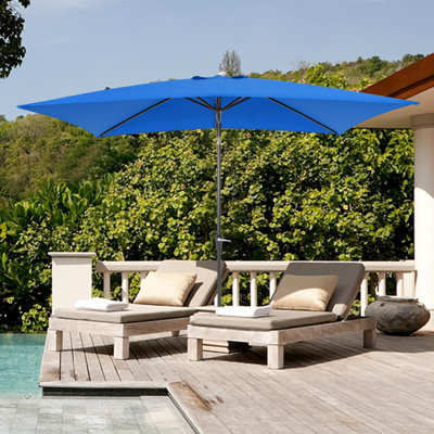 Rectangular Patio Umbrella, 6.5 x 10 ft Rectangle Table Umbrellas w/Heavy Duty Ribs