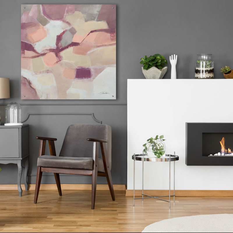  «Mauve Facets» par Silvia Vassileva, art mural en verre acrylique, 36 po x 36 po, H 36 po x l 36 po