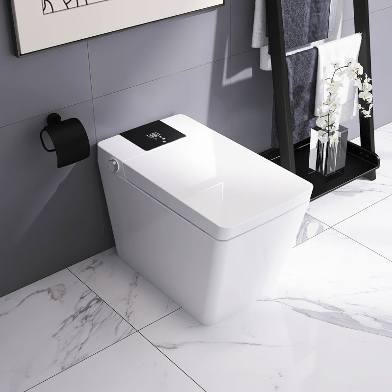 Toilette intelligente en céramique avec siège chauffant, Blanc