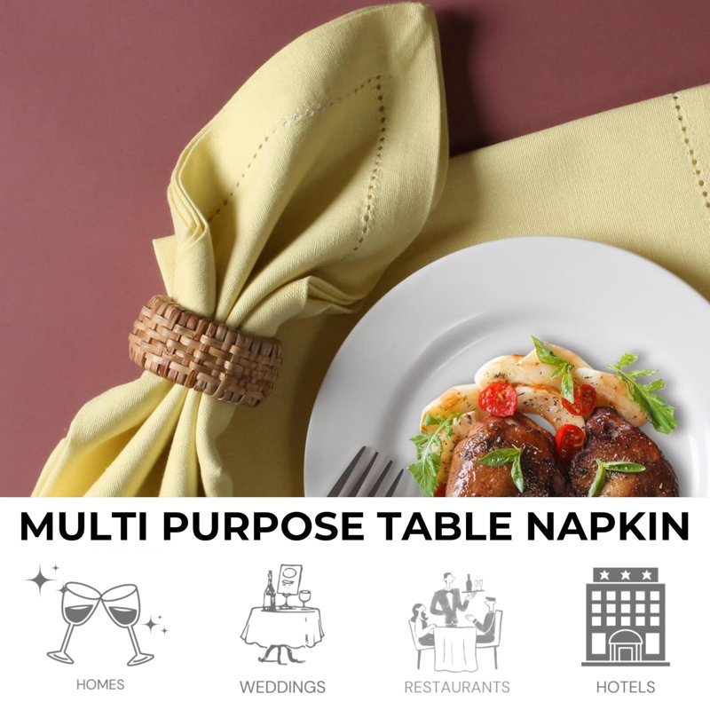 Serviettes de table en coton 18 x 18, L 18 po x L 18 po, Jaune clair