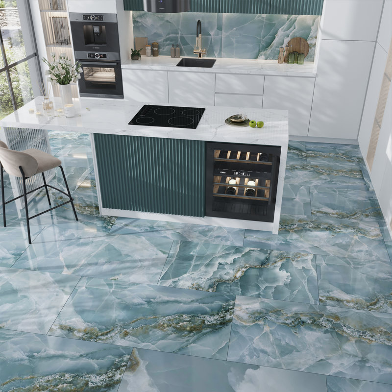 Splendor 24'' W x 48'' L Porcelain Singular Tile, Green