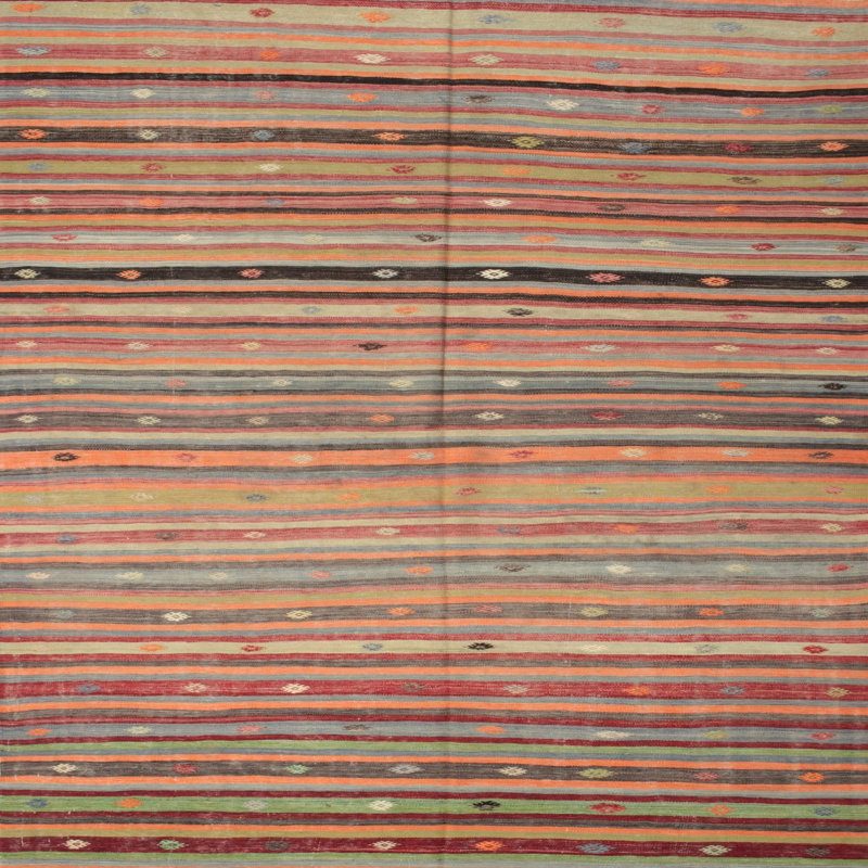 Tapis brun/marron/vert de zone contemporaine, Carré 5 pi