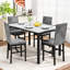 Ensemble de table de salle à manger 5 pièces en faux marbre avec 4 chaises-503717837-525812207
