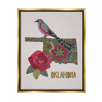Motif floral détaillé Oklahoma State Bird and Flower par Valentina Harper - impression