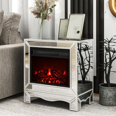Table de bout à miroir avec foyer, table basse 22,83 "* 13,77" Miroir