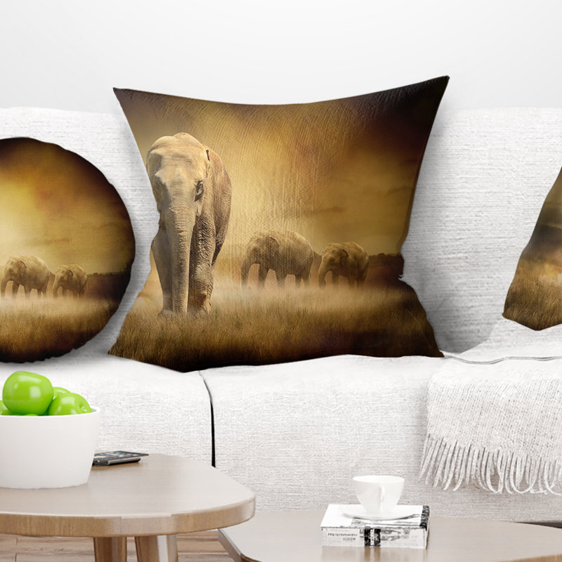 Coussins d’animaux au coucher du soleil, 16 po x 1 po, Coussin décoratif