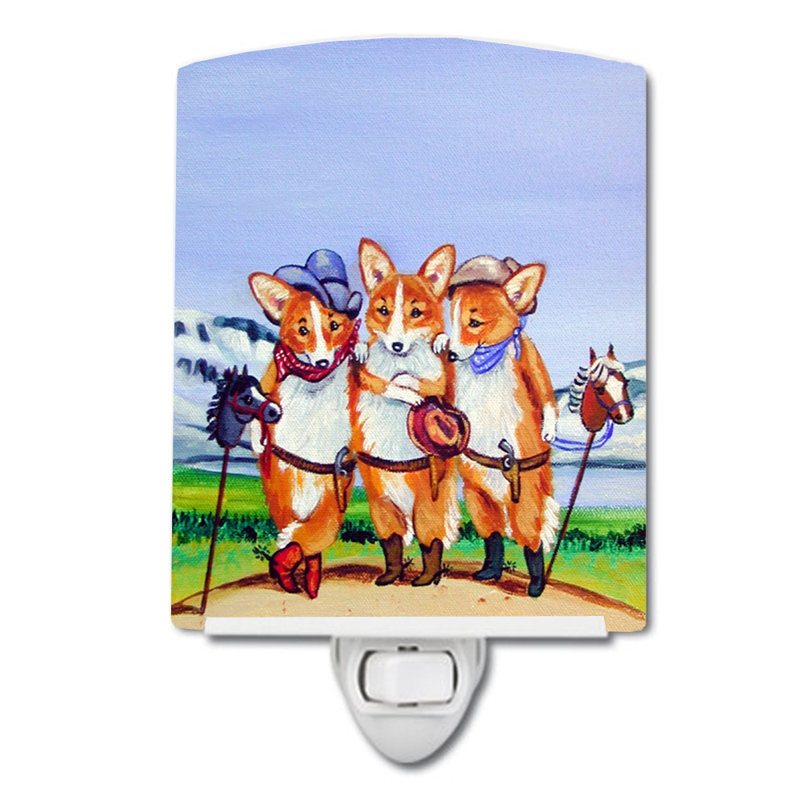 Éclairage de nuit en céramique cowboy corgi