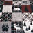 Red White Black Gray Grizzly Bear Cabin Lodge Quilt Set-1260636635