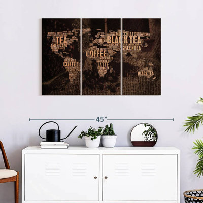 «Tea Coffee World Map», reproduction sur toile