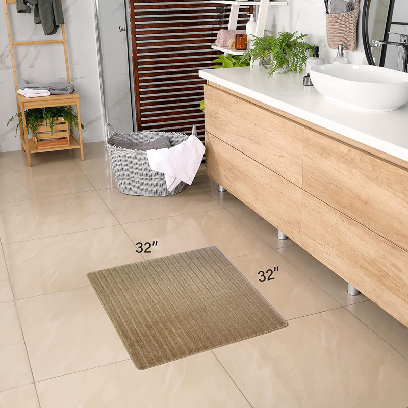 Microfiber Non-Slip Bath Mat, Light Beige