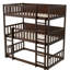Lit simple superposé triple, bois d'hévéa, détachable, échelles et garde-corps pour bois de chambre de luxe, marocain