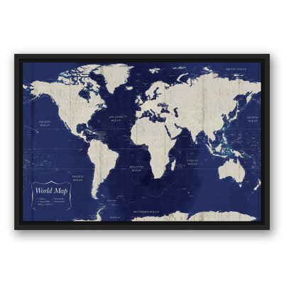 " Navy Blue World Map "