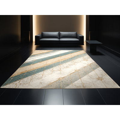 Machine Washable Parnika Aurora Borealis Sky Global Inspired Moroccan Rug in Beige – Beige Binding
