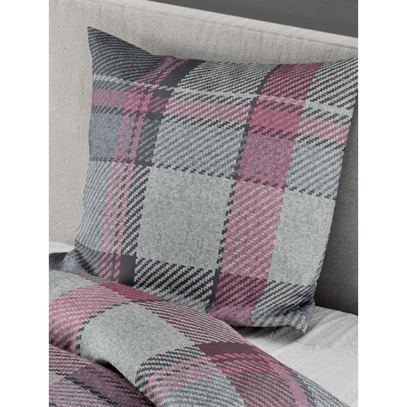 4046 Cotton Chequered Duvet Cover Set with Pillow Shams Included