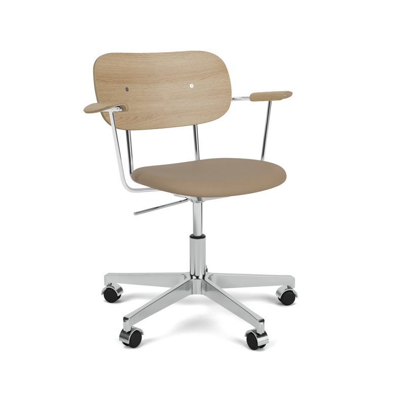 Co Swivel Task Chair, Natural Oak/Silver, Stone
