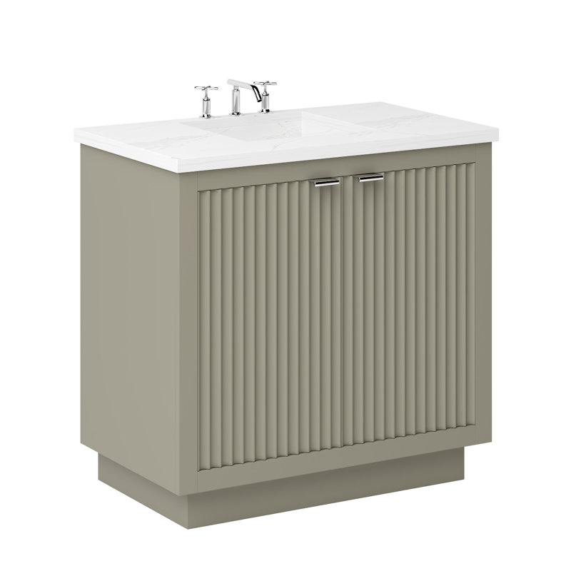 Lecrieú Single Bath Vanity, 42", Polished Chrome, French Olive