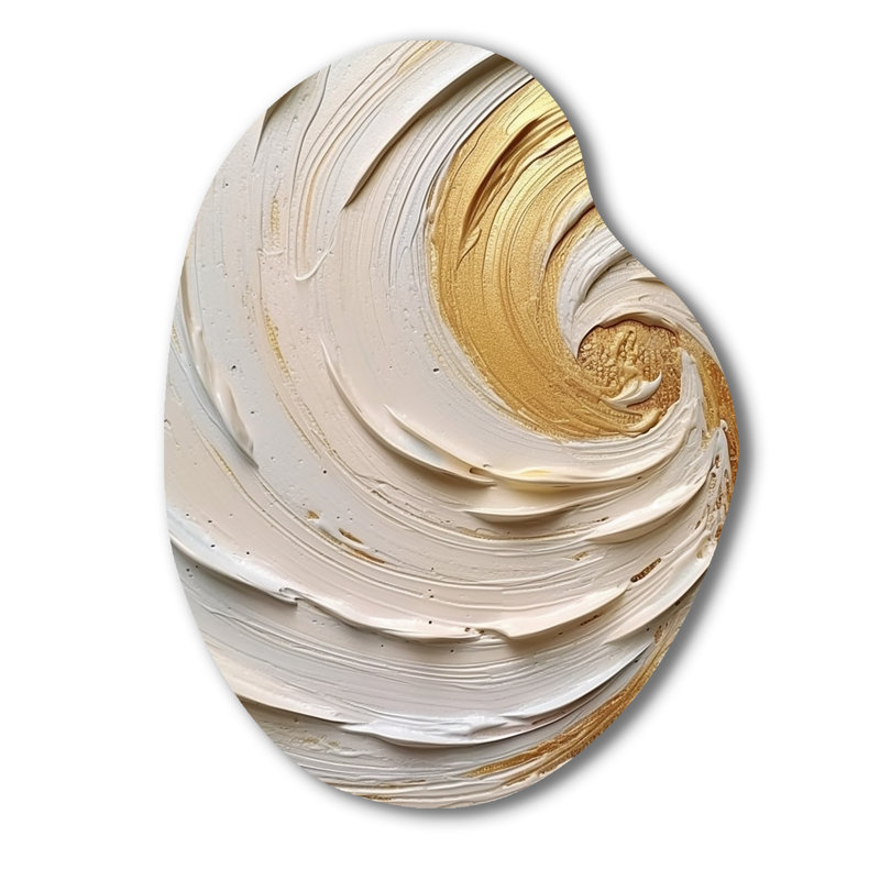 Or éternel tourbillon IV - spirale abstraite, impression asymétrique sur métal, décoration murale moderne de forme irrégulière en métal