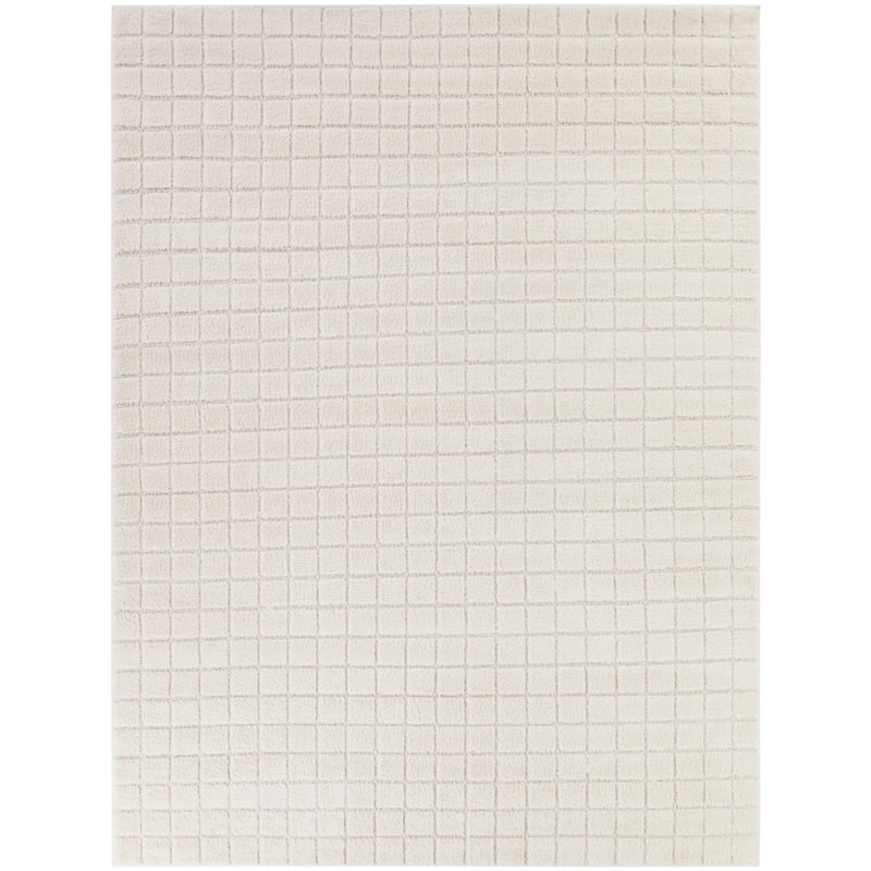 Hopkins Cream Classic Geometric Area Rug, Rectangle 5'3" x 7'