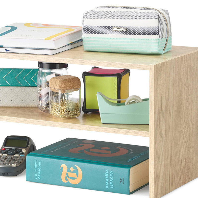 Shoe Rack Wood Stackable 2-Shelf, Light Brown