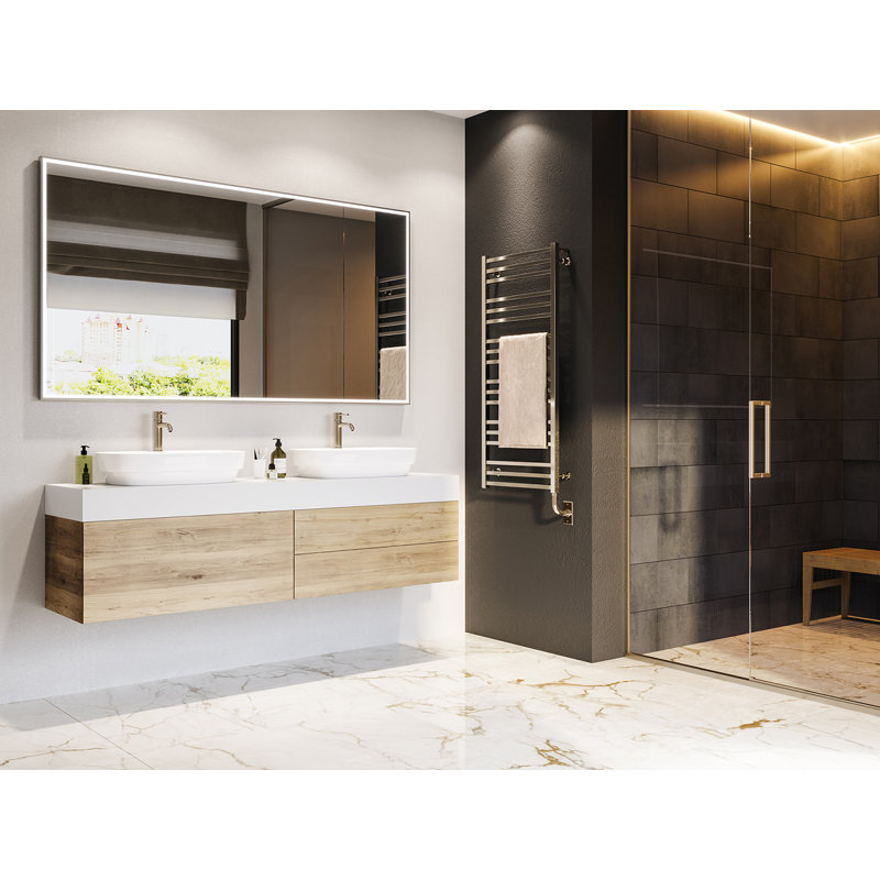 Chauffe-serviettes mural Avento, rails carrés, Bronze brossé, Électrique câblé, H 19 po x l 35,5 po x P 2,75 po