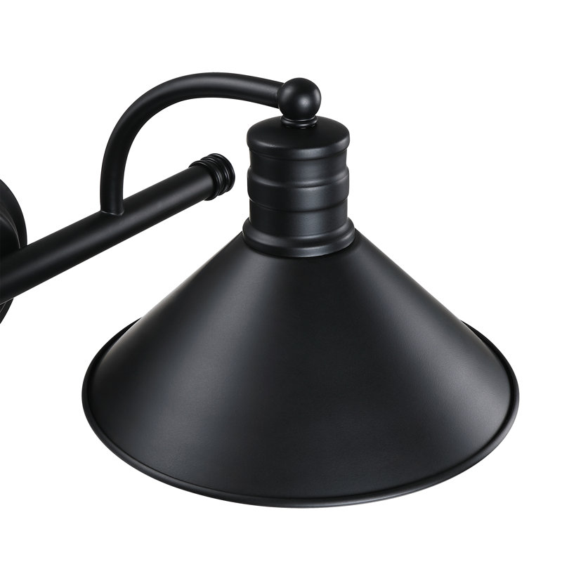Éclairage pour salle de bain 2 lumières 17,38 po avec fini noir mat et peinture dorée à l'intérieur, Deux lumières