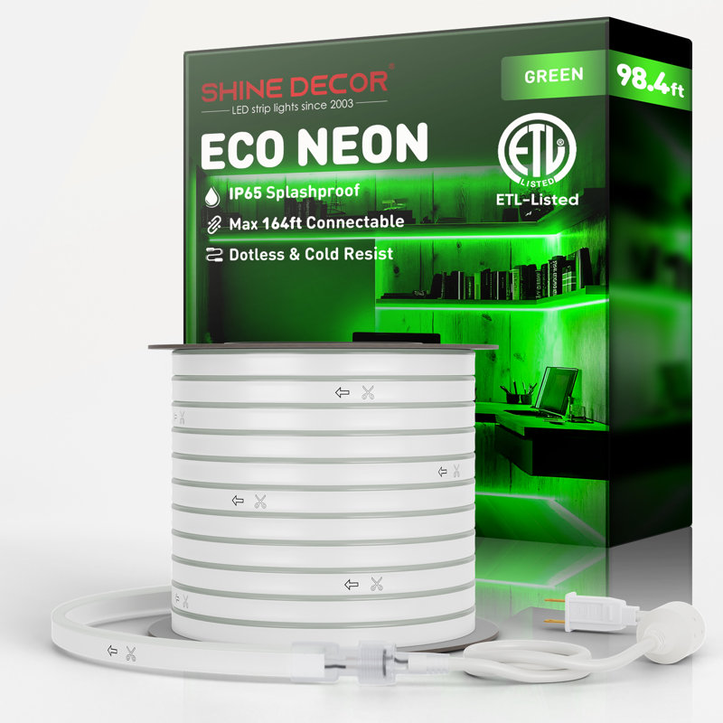 Cordon néon 120V Shine Decor vert, 1176"