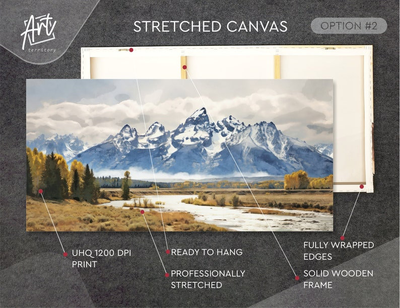 Parc national de Grand Teton, art mural horizontal, Toile tendue, L 56 po x H 28 po x P 1,5 po