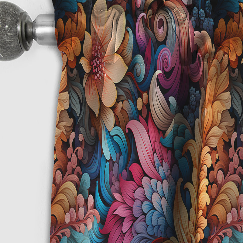 Motif cachemire rétro - motif floral cachemire - 1 panneau, L 52 po x L 84 po