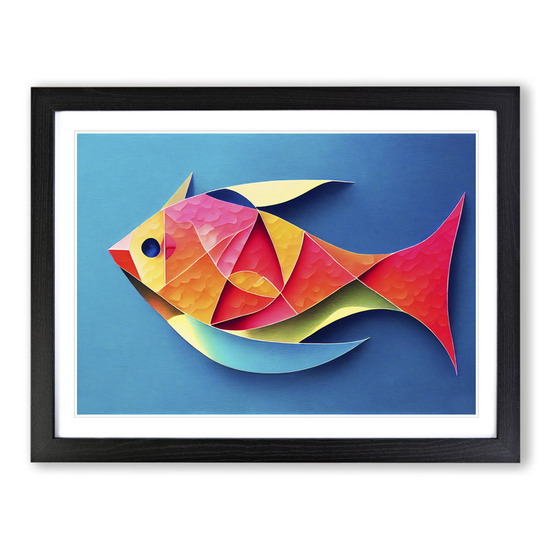 XH1022-6609X Painted Fish Vol.6 - Single Picture Frame Print, Black Framed, 34cm H x 46cm W x 2cm D