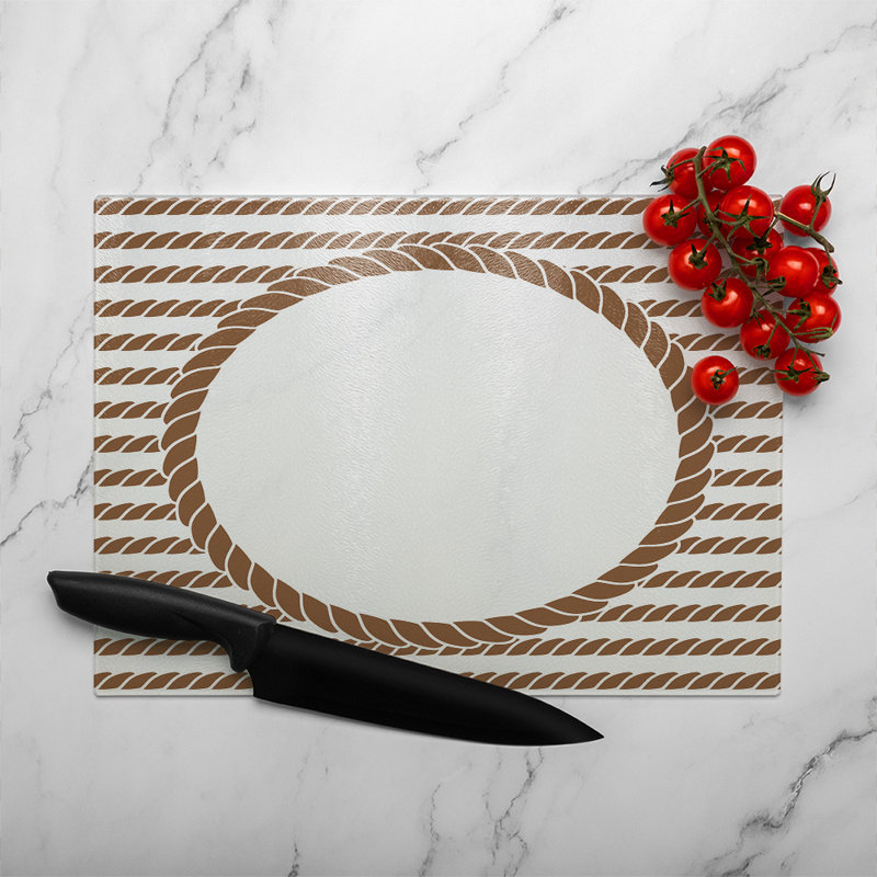 Rope Border Glass Chopping Board, 28cm L x 20cm W