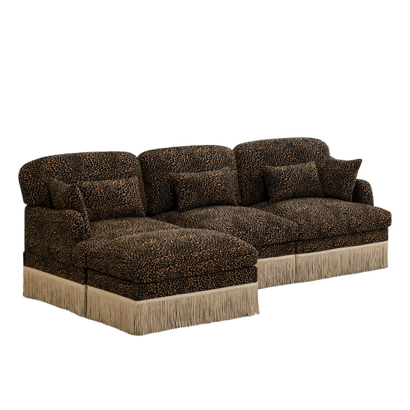 Modern Leopard Sofas, 100 Inch Chenille L Shaped Couch For Home