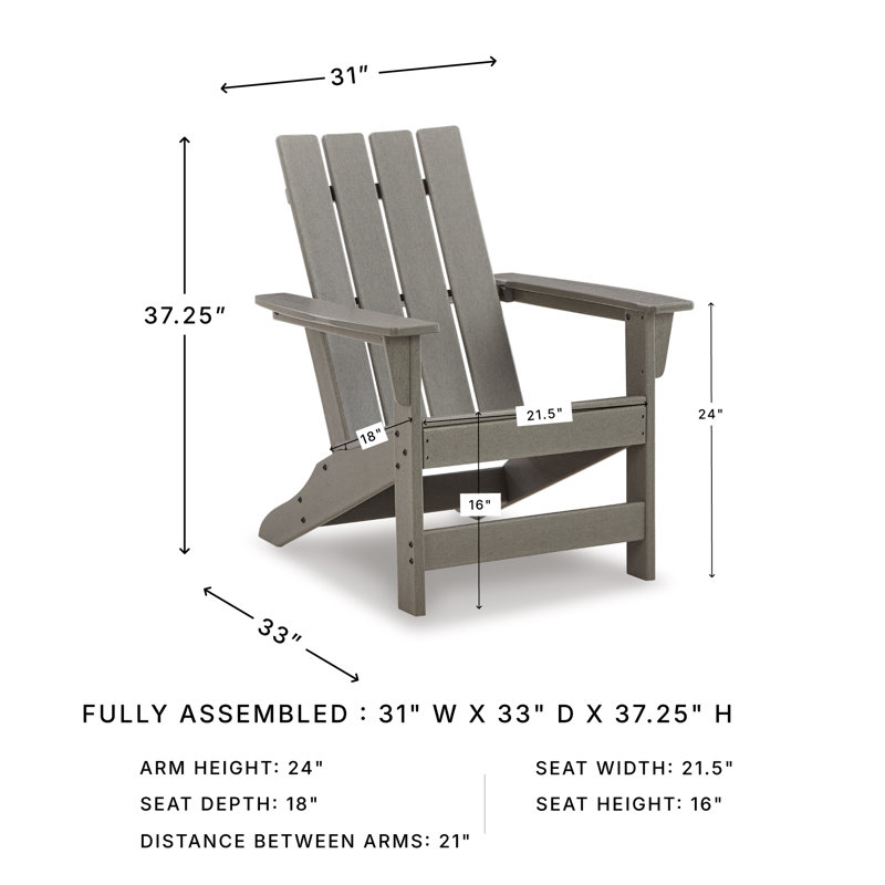 Emmeline Outdoor Adirondack Chair, Gray