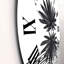 Feuille tropicale noire et blanche sur fond rayé II - horloge murale moderne-60328495
